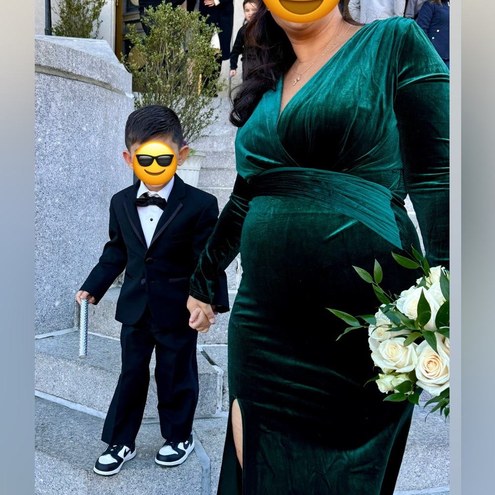 Green velvet dress